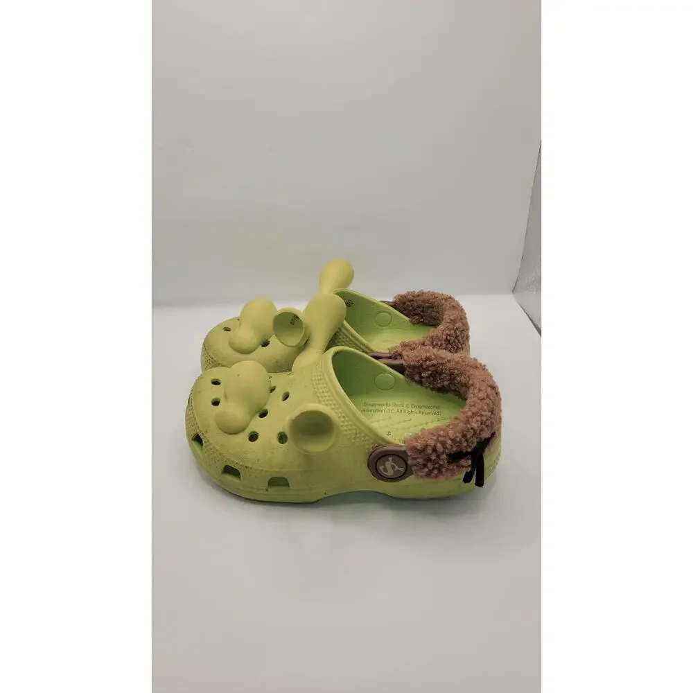 Crocs Shrek Classic Lined Clog Toddler Size C11 Green Complete Ears Nose Gently